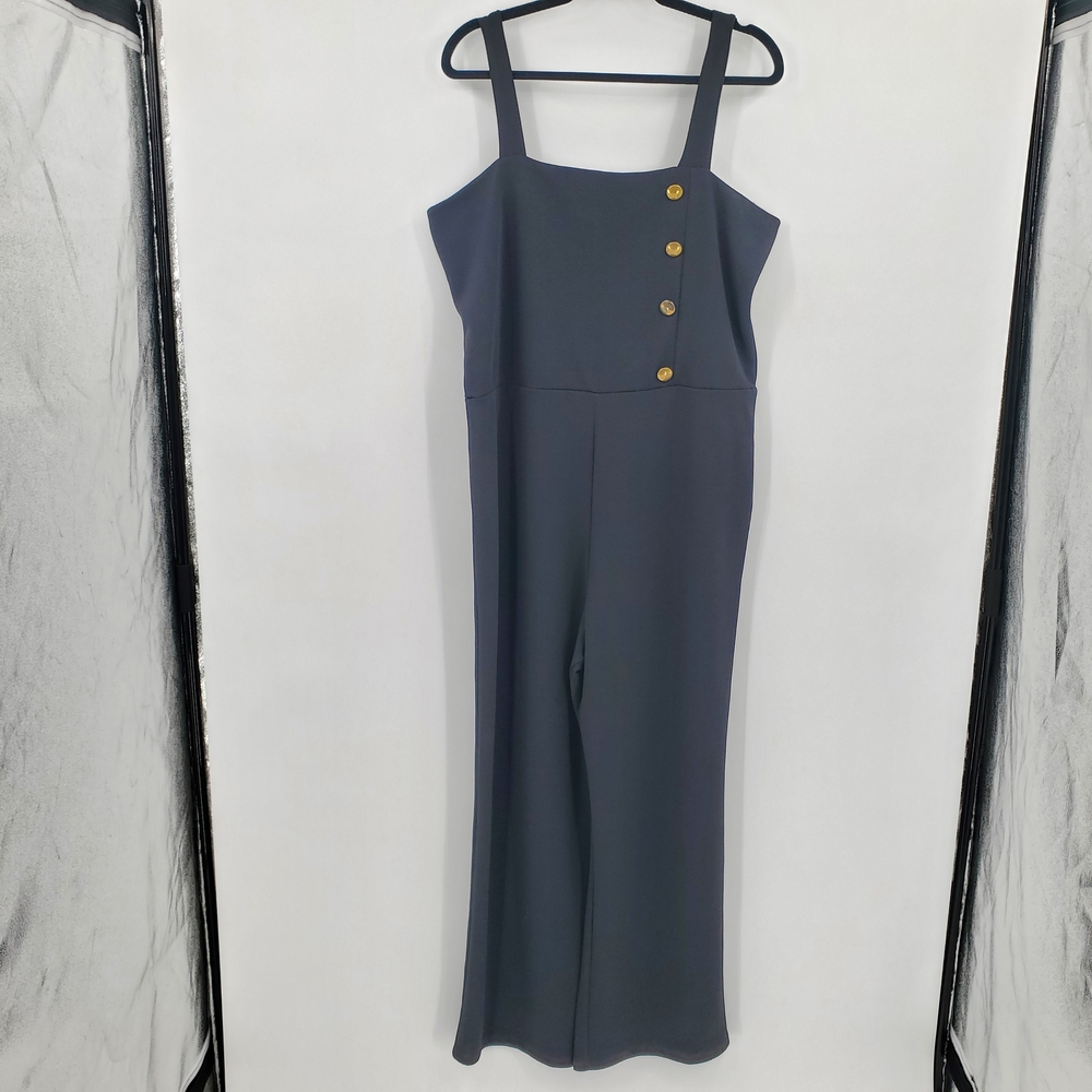 ♧♧ Vibe Sportswear Black Jumpsuit with Goldtone Button Detail Size 2X